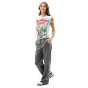The Summer Chill Tee is the ultimate holiday vibe with a surfboard-holding Santa on a retro beach